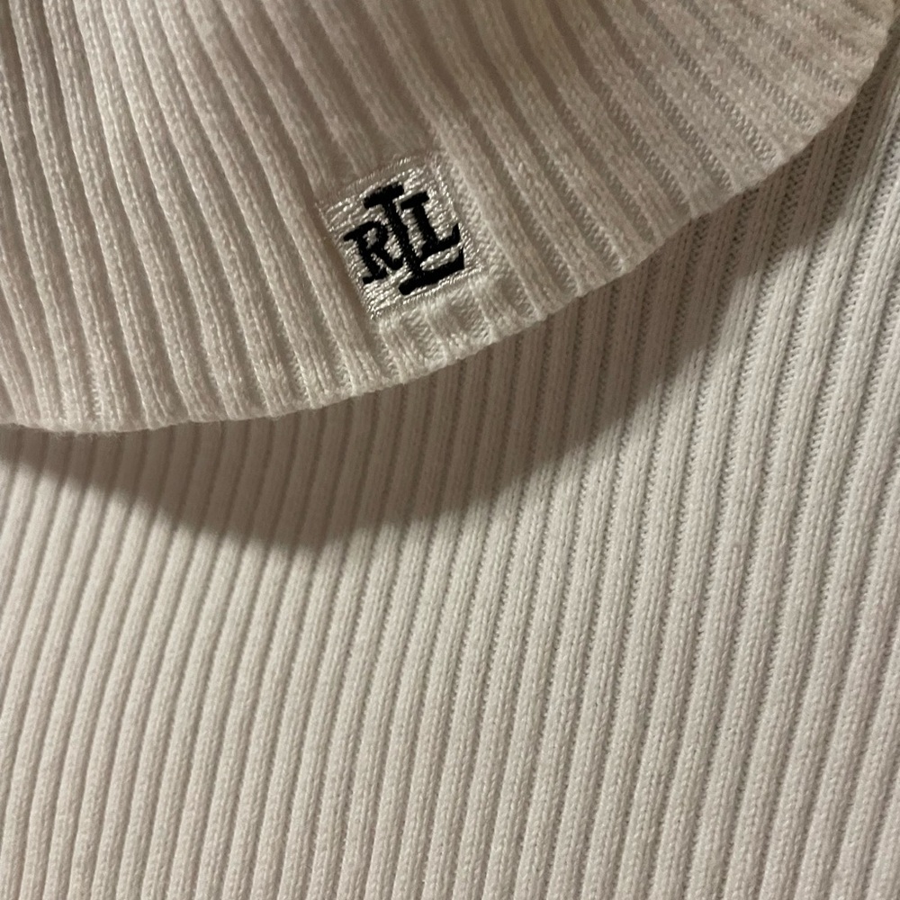 Lauren Ralph Lauren White Ribbed Turtleneck Sweater Size L